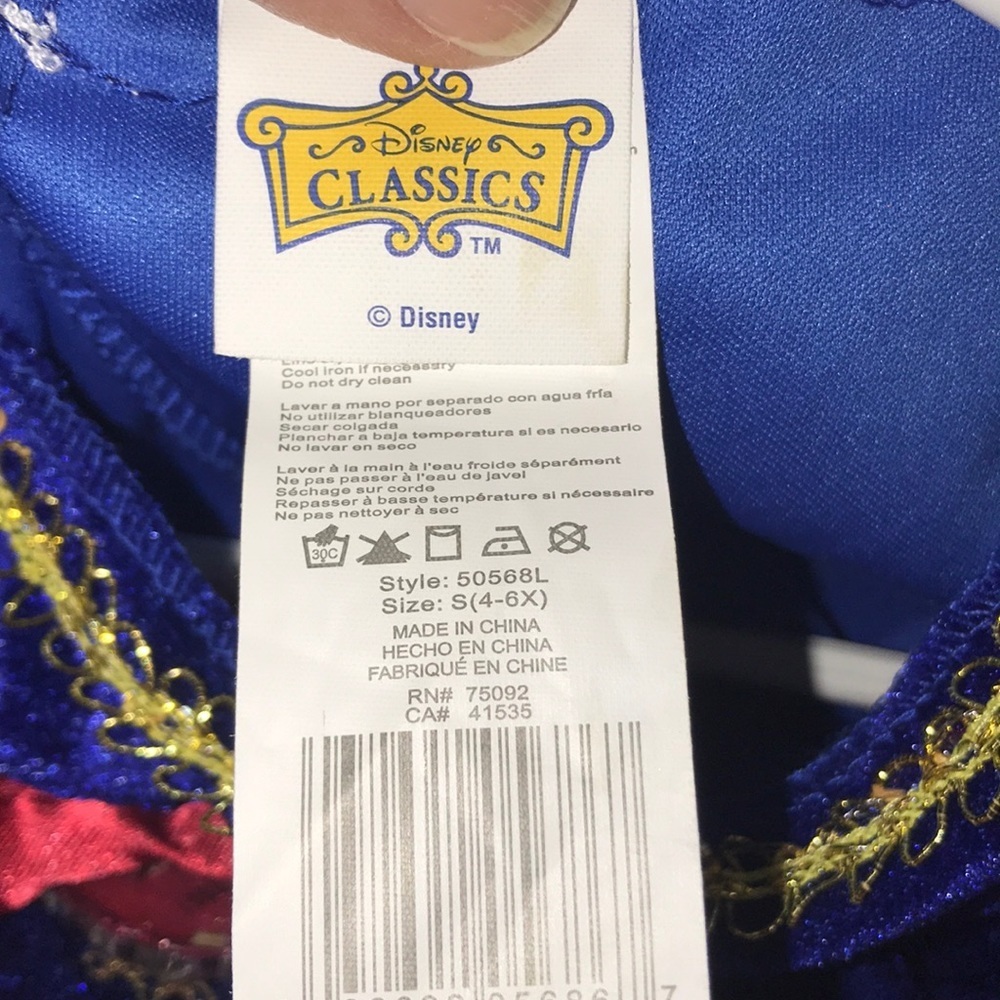 Girl’s Disney Classics Princess Snow White Dress Costume Gold/Blue Velvet - Picture 9 of 9